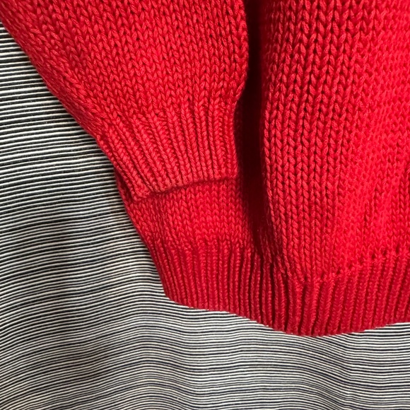 Stefano World Wide Cotton/Ramie Blend Red Cross Neck Sweater Size Large - Picture 5 of 8